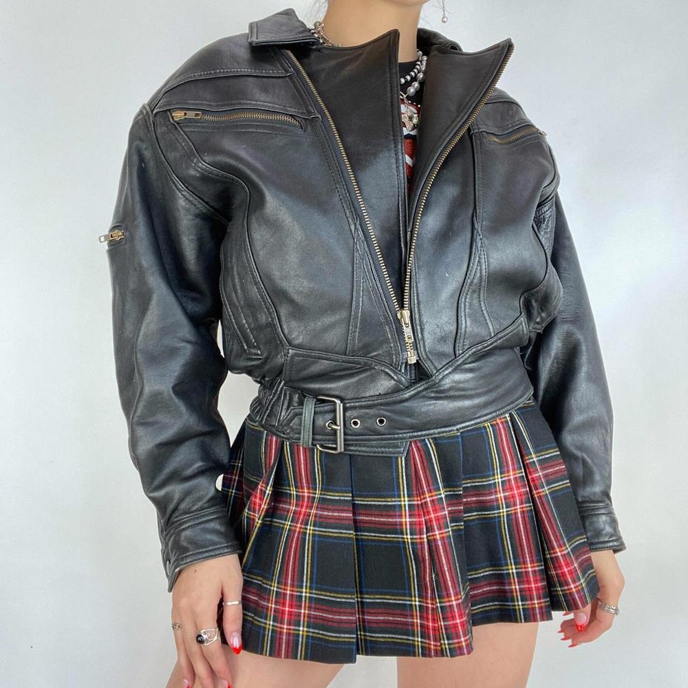 Vintage Black Leather Moto Jacket